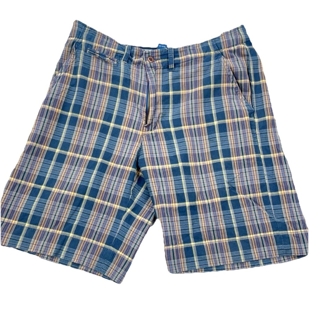 Vintage Polo Ralph Lauren Chino Shorts Men 32 Blue Tartan‎ Plaid Golf Prep Multi